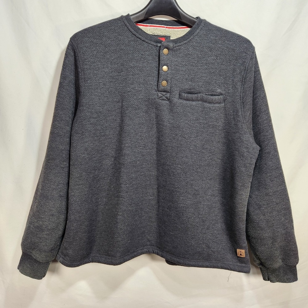 Coleman Mens Long-Sleeve Sherpa Lined Waffle Henley Shirt Size XXL Grey